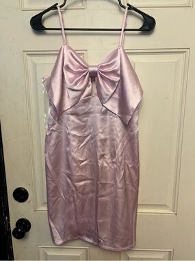 Pink Satin BowFront Dress 🎀